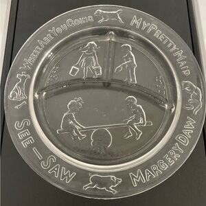 Vintage Clear Glass Nursery Rhyme Plate